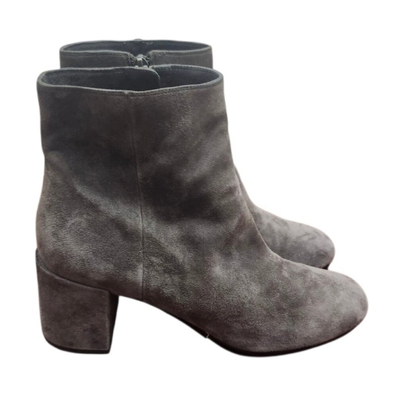 Vince Gray Suede Ankle Boots Women’s Size 9M EUR 39 Block Heel Zip Booties - Picture 3 of 14